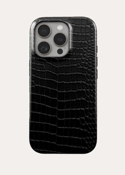 Black Crocodile Print phone case