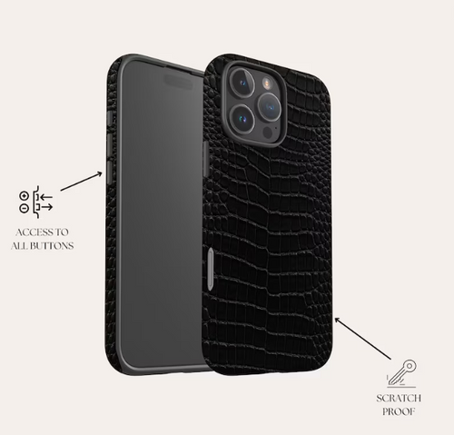 Black Crocodile Print phone case