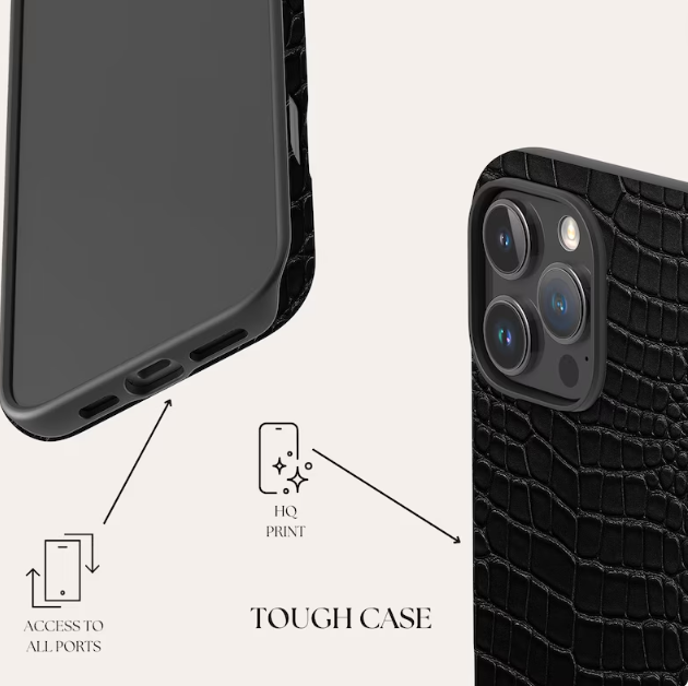 Black Crocodile Print phone case