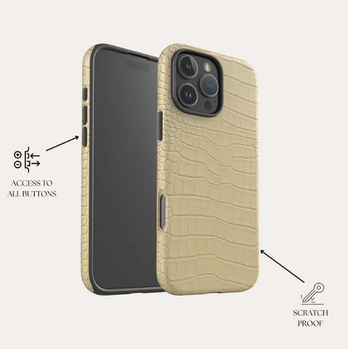 cream yellow crocodile phone case