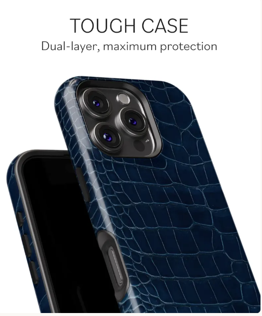 Navy blue crocodile phone case