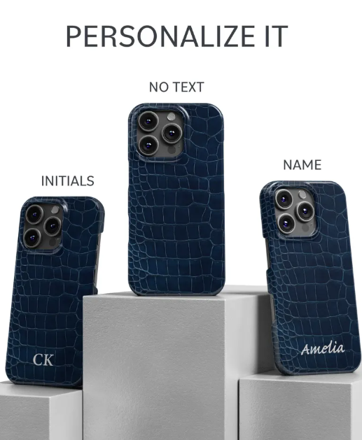 Navy blue crocodile phone case