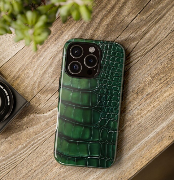 green crocodile phone case